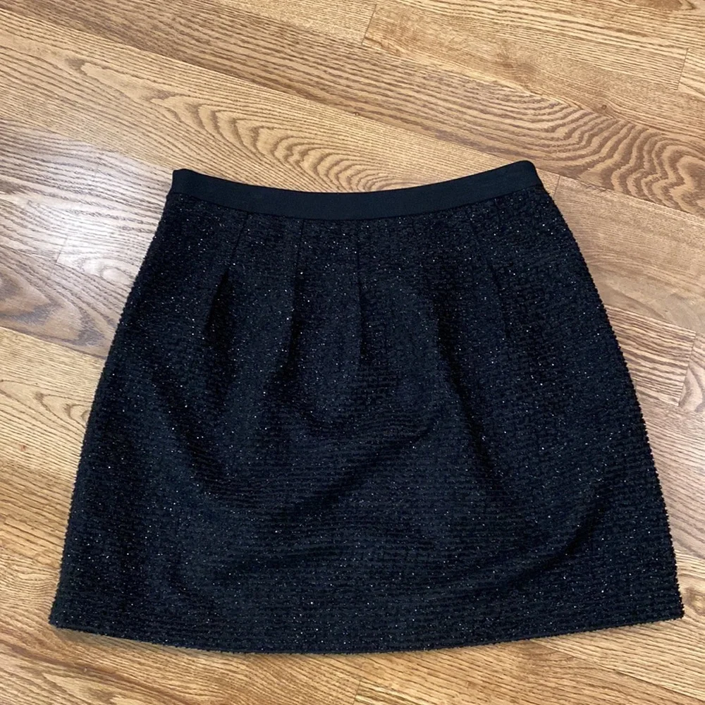 Woman LOFT skater a-line skirt sparkle black holiday workwear - Picture 6 of 9
